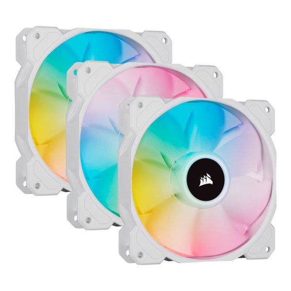 Corsair SP Series, SP120 RGB ELITE, 120mm RGB LED Fan with AirGuide, Triple Pack with Lighting, weiss